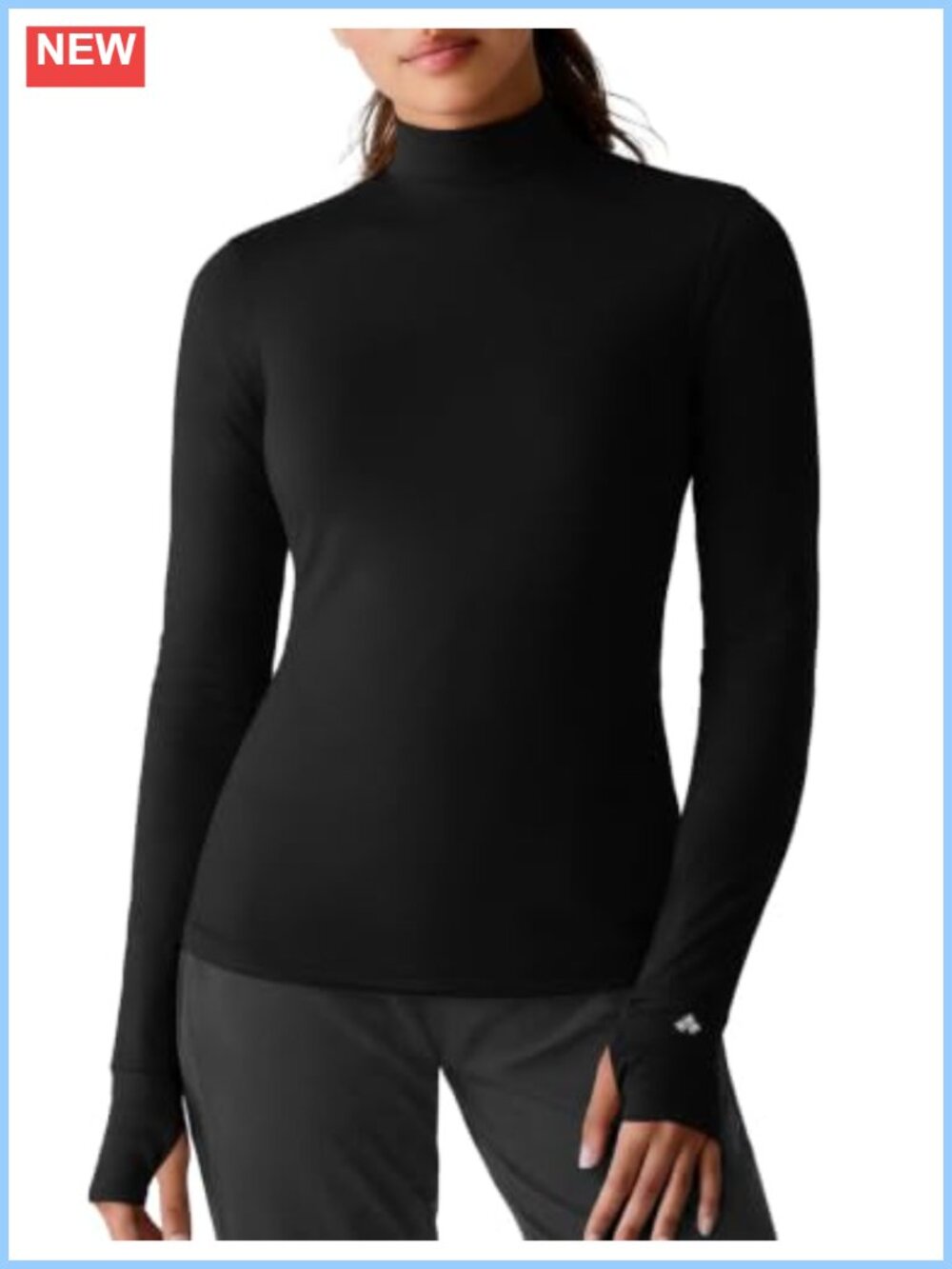 Mock Neck Long Sleeve Workout Top Thumb Hole Athletic Shirt Thermal Baselayer